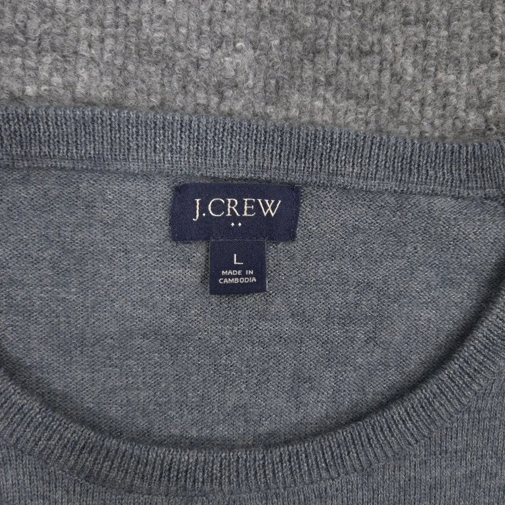 J Crew Sweater‎ Mens L Gray Heather Merino Wool Blend Crewneck Pullover Preppy